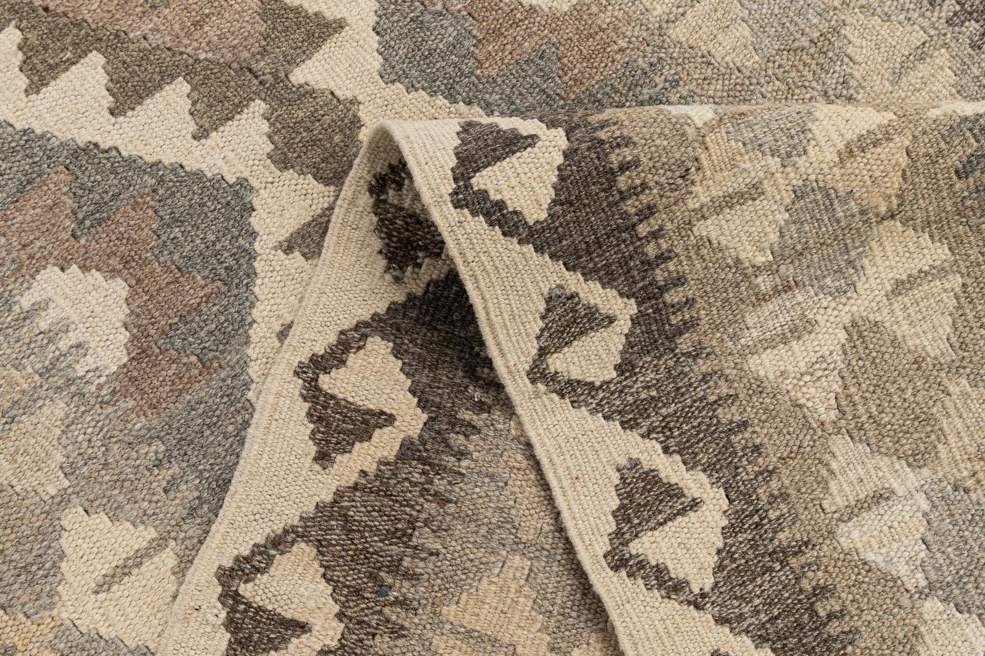 2' 10 x 9' 8 Hand Woven Kilim Maymana Wool Runner Rug