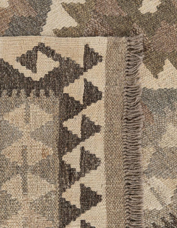 Detail image of 2' 10 x 9' 8  Hand Woven Kilim Maymana Wool Runner Rug