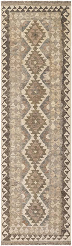 Detail image of 2' 10 x 9' 8 Hand Woven Kilim Maymana Wool Runner Rug