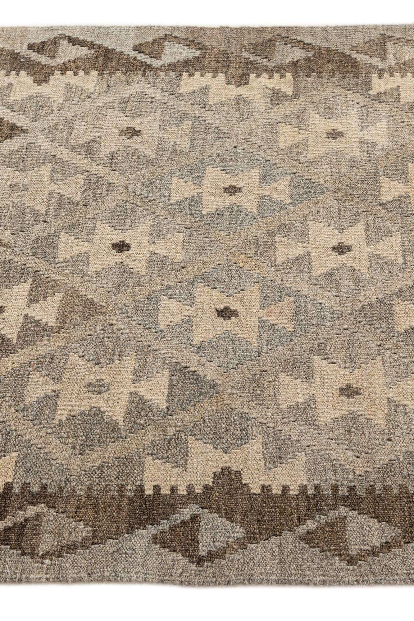 2' 9 x 9' 4 Hand Woven Kilim Maymana Wool Runner Rug