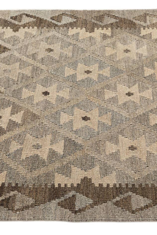 Detail image of 2' 9 x 9' 4 Hand Woven Kilim Maymana Wool Runner Rug