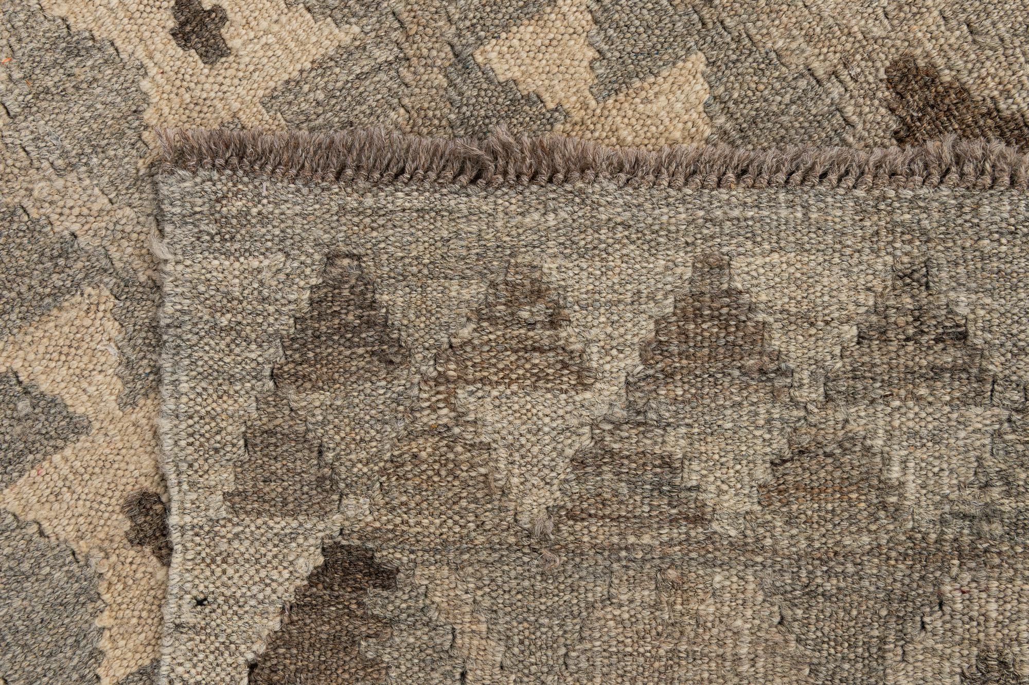 2' 9 x 9' 4 Hand Woven Kilim Maymana Wool Runner Rug