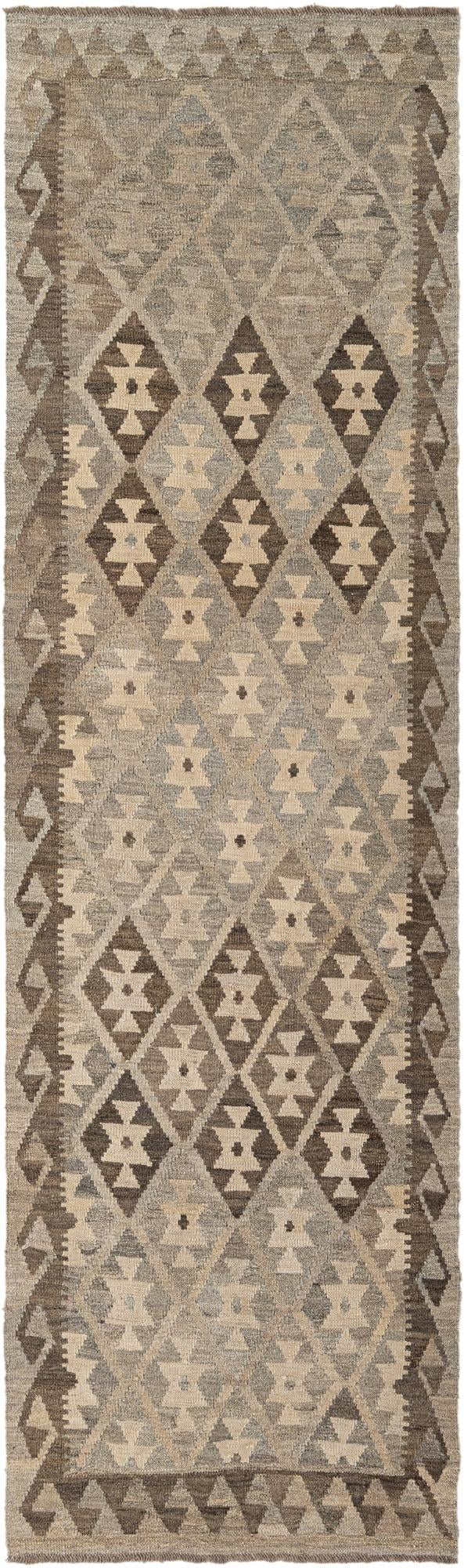 2' 9 x 9' 4 Hand Woven Kilim Maymana Wool Runner Rug