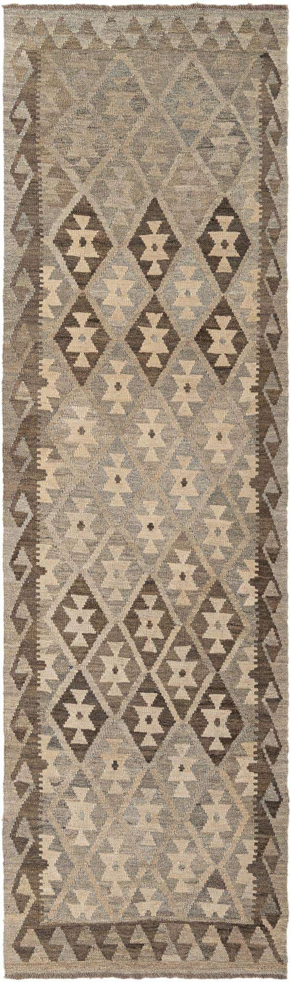 2' 9 x 9' 4 Hand Woven Kilim Maymana Wool Runner Rug