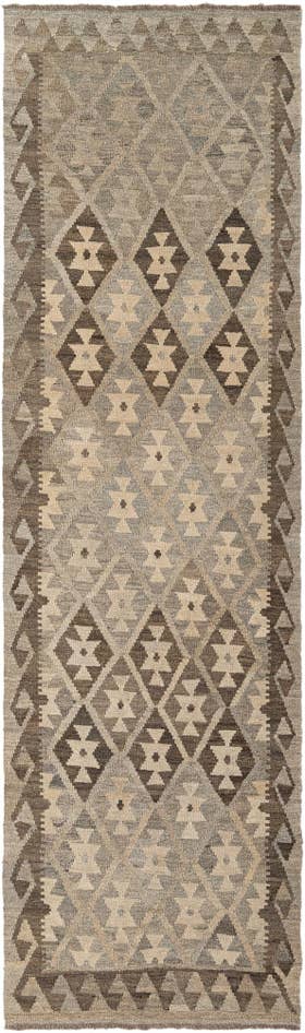 Detail image of 2' 9 x 9' 4 Hand Woven Kilim Maymana Wool Runner Rug