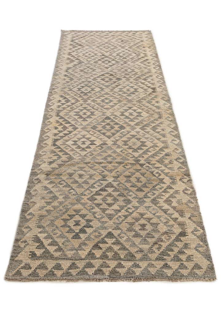 2' 10 x 9' 11 Hand Woven Kilim Maymana Wool Runner Rug