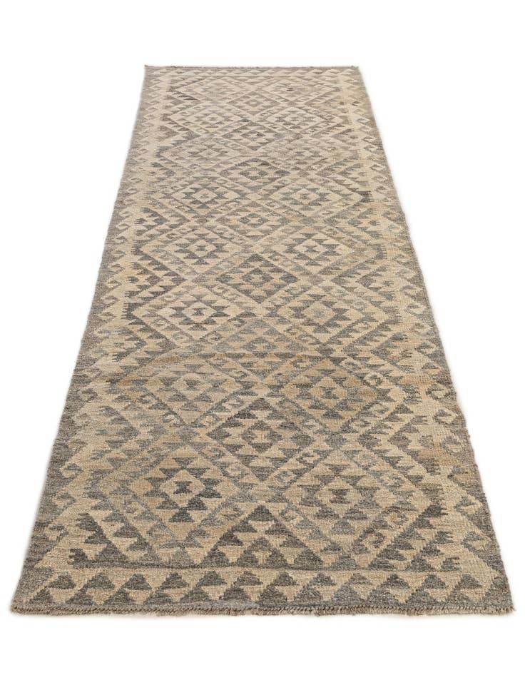 Detail image of 2' 10 x 9' 11 Hand Woven Kilim Maymana Wool Runner Rug