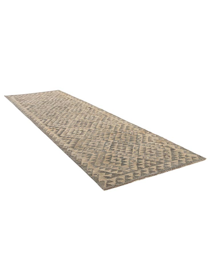 Detail image of 2' 10 x 9' 11 Hand Woven Kilim Maymana Wool Runner Rug
