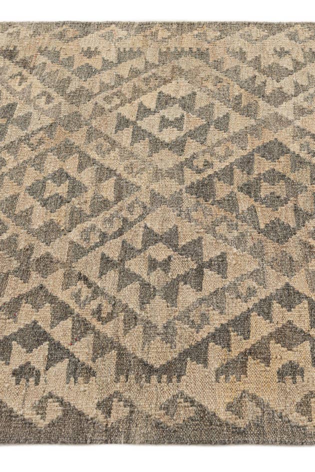 Detail image of 2' 10 x 9' 11 Hand Woven Kilim Maymana Wool Runner Rug