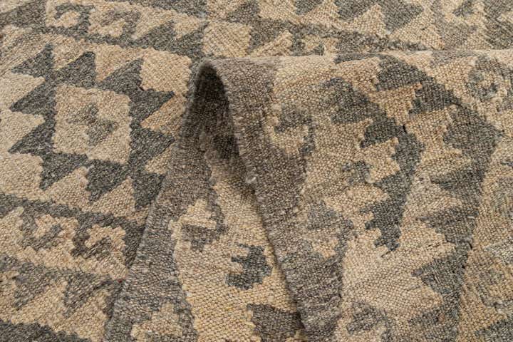 2' 10 x 9' 11 Hand Woven Kilim Maymana Wool Runner Rug