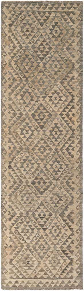 2' 10 x 9' 11 Hand Woven Kilim Maymana Wool Runner Rug