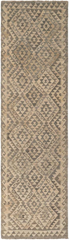 Detail image of 2' 10 x 9' 11 Hand Woven Kilim Maymana Wool Runner Rug