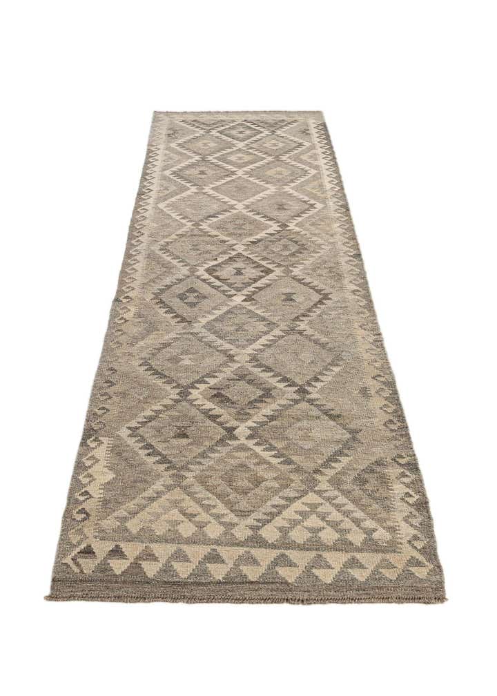 2' 9 x 10' 1 Hand Woven Kilim Maymana Wool Runner Rug