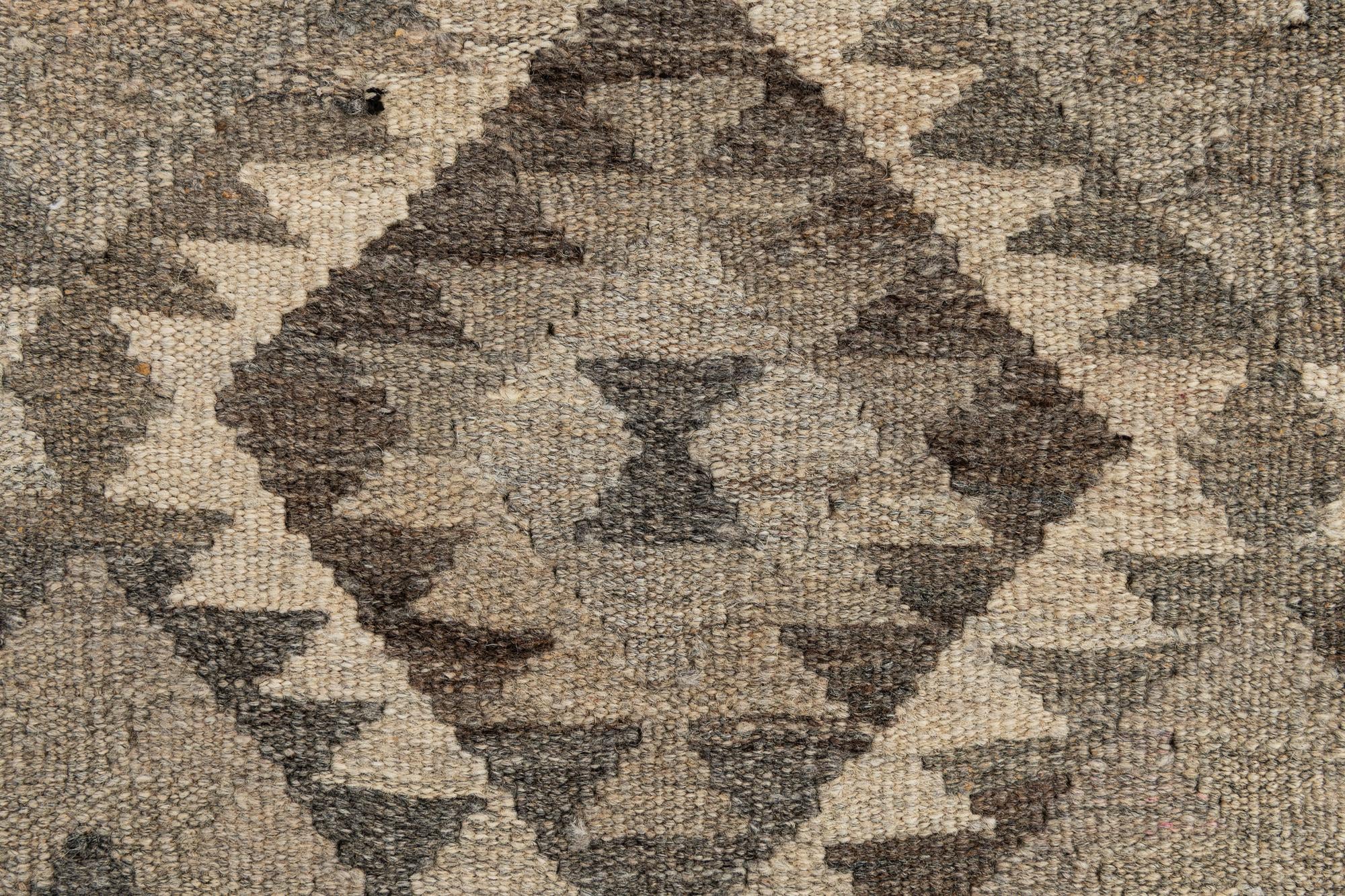 2' 9 x 10' 1 Hand Woven Kilim Maymana Wool Runner Rug