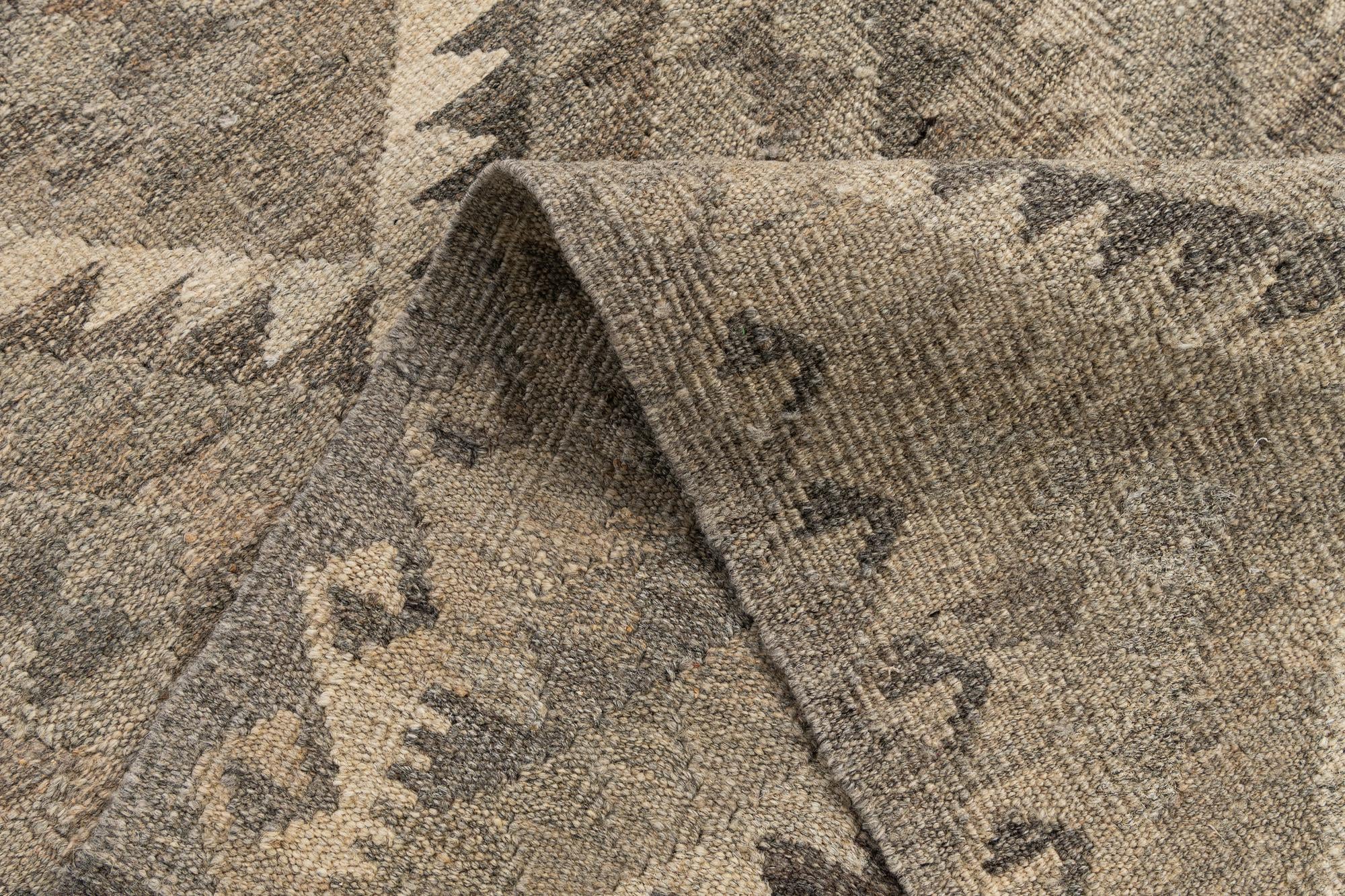 2' 9 x 10' 1 Hand Woven Kilim Maymana Wool Runner Rug