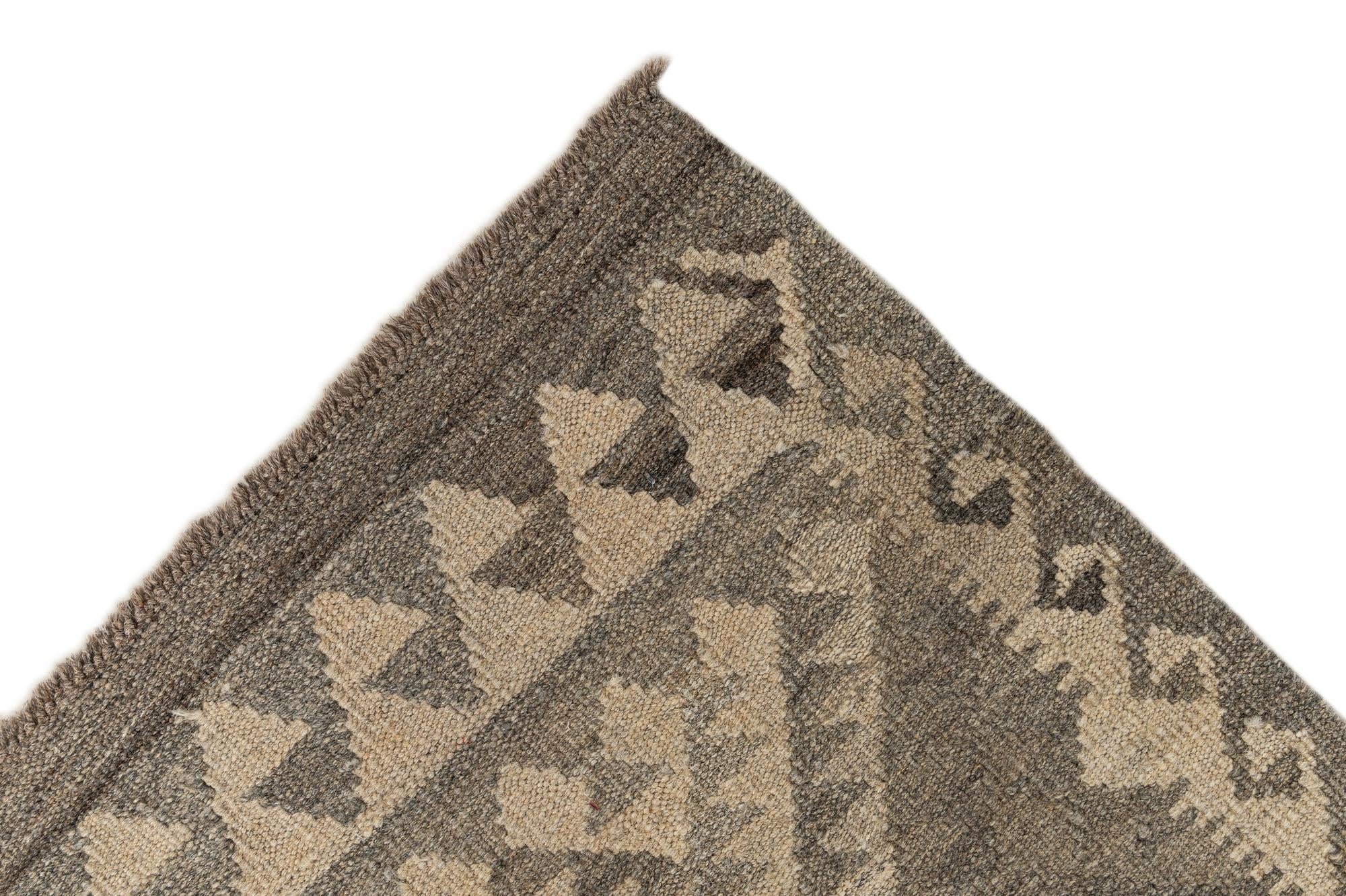 2' 9 x 10' 1 Hand Woven Kilim Maymana Wool Runner Rug