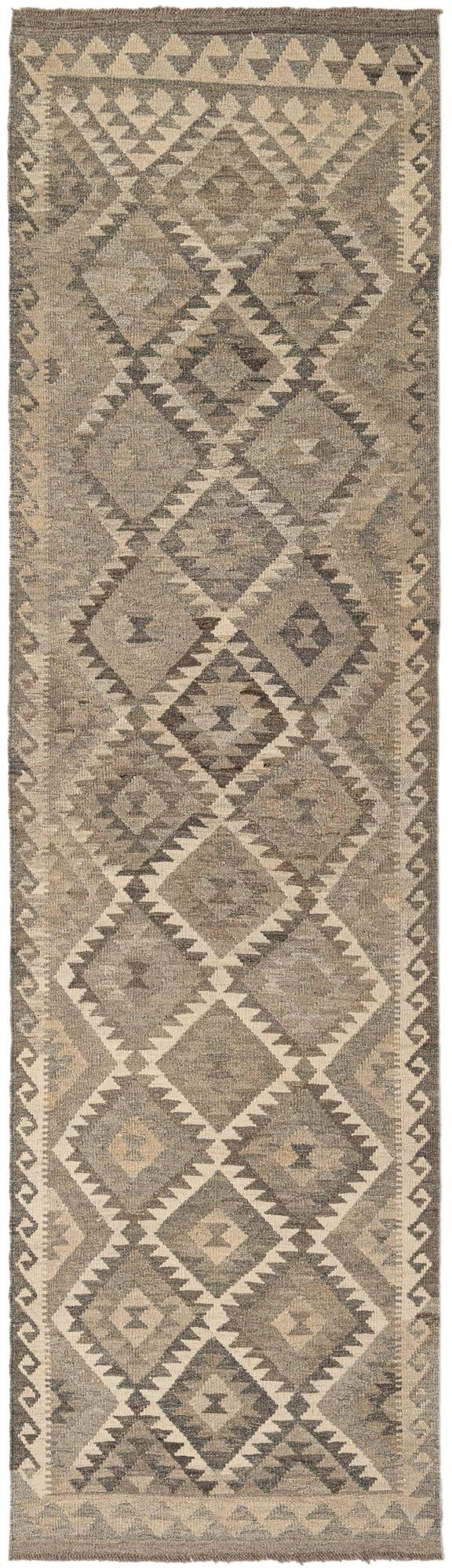 2' 9 x 10' 1 Hand Woven Kilim Maymana Wool Runner Rug