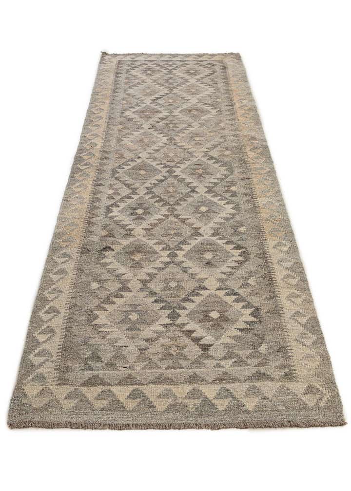 2' 9 x 9' 7 Hand Woven Kilim Maymana Wool Runner Rug