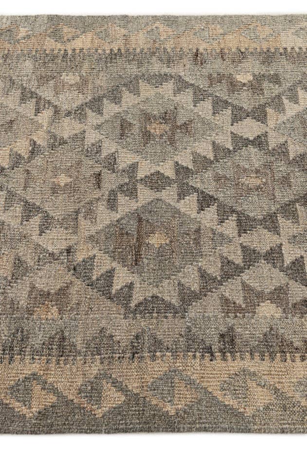Detail image of 2' 9 x 9' 7 Hand Woven Kilim Maymana Wool Runner Rug