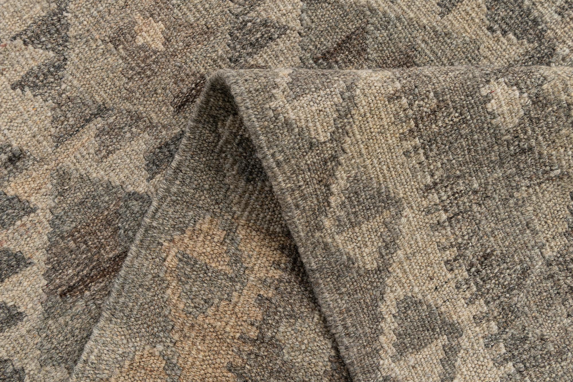 2' 9 x 9' 7 Hand Woven Kilim Maymana Wool Runner Rug