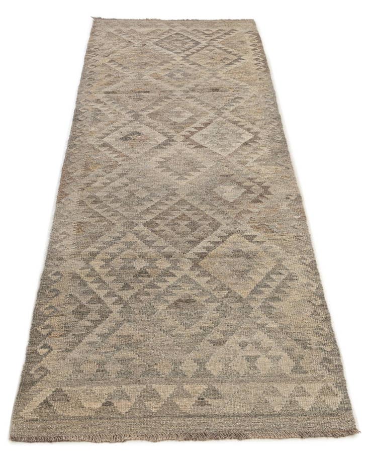 Detail image of 2' 8 x 9' 7 Hand Woven Kilim Maymana Wool Runner Rug