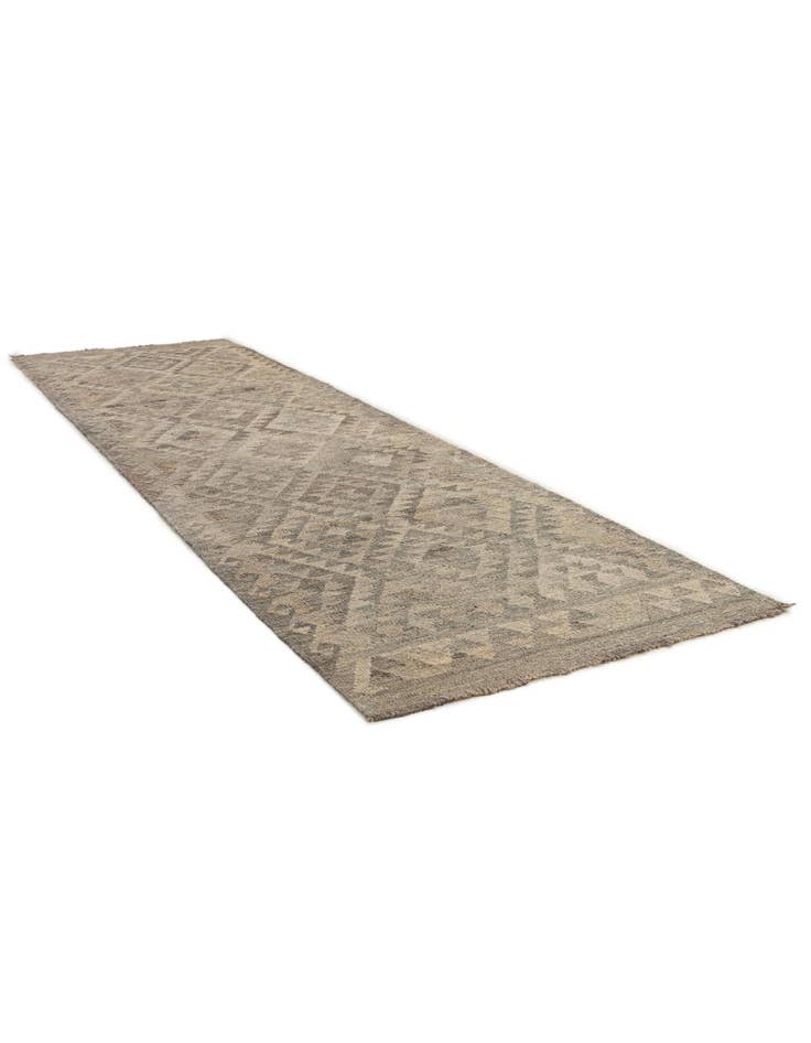 Detail image of 2' 8 x 9' 7 Hand Woven Kilim Maymana Wool Runner Rug