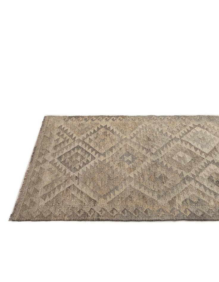 Detail image of 2' 8 x 9' 7 Hand Woven Kilim Maymana Wool Runner Rug