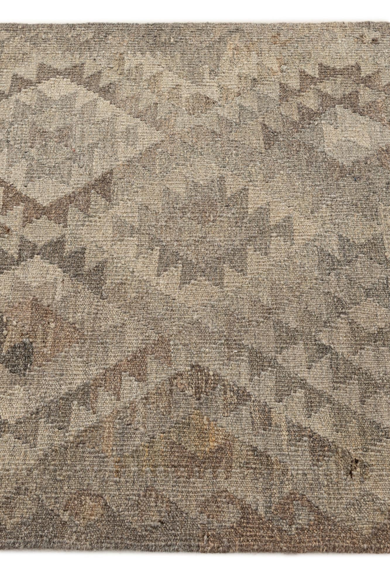 2' 8 x 9' 7 Hand Woven Kilim Maymana Wool Runner Rug
