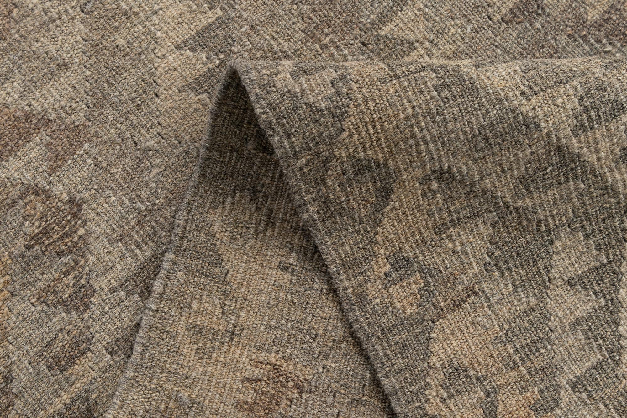 2' 8 x 9' 7 Hand Woven Kilim Maymana Wool Runner Rug