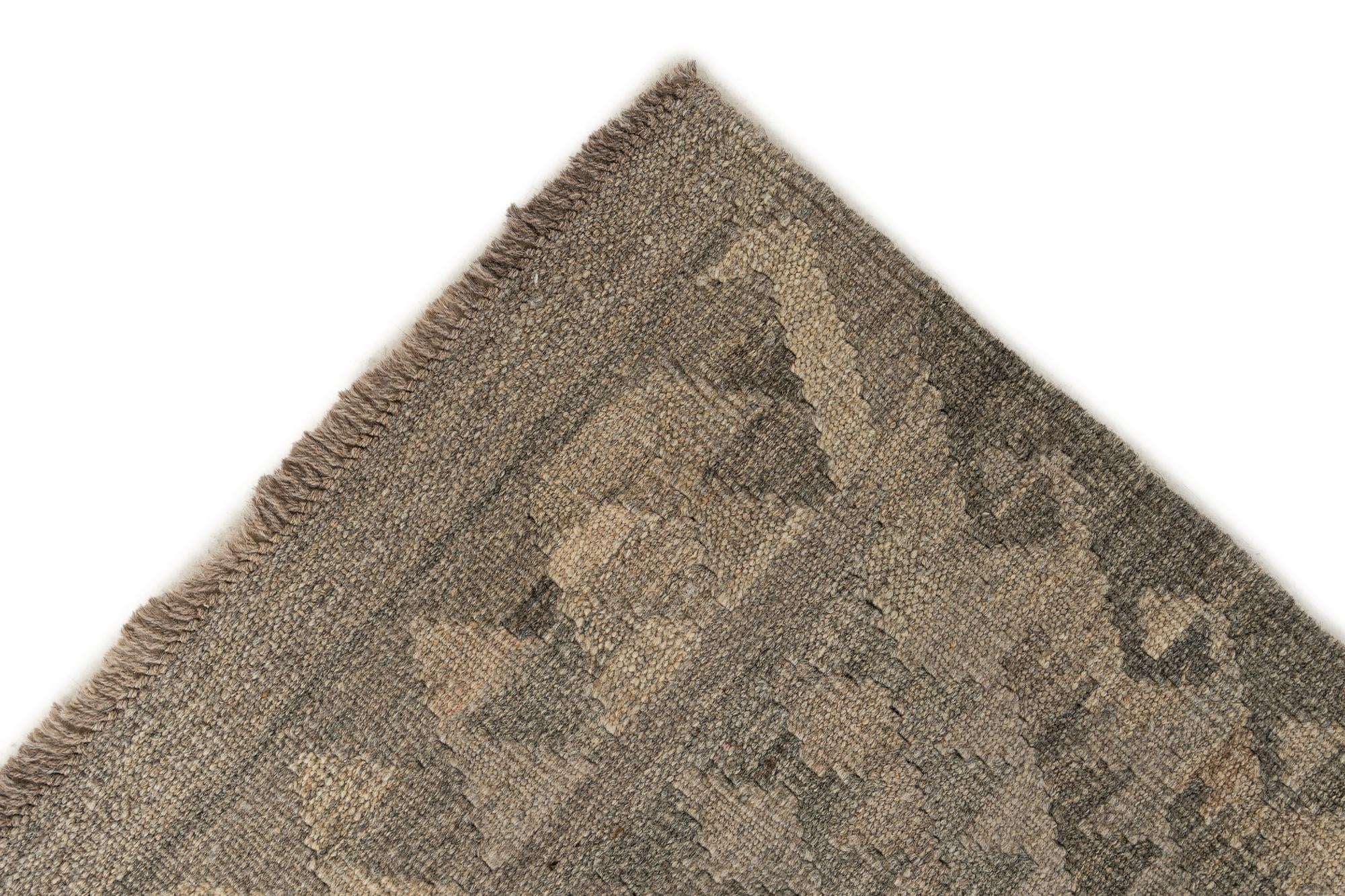 2' 8 x 9' 7 Hand Woven Kilim Maymana Wool Runner Rug
