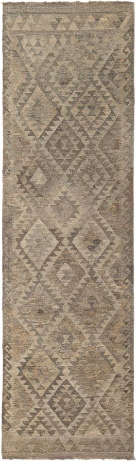 Detail image of 2' 8 x 9' 7 Hand Woven Kilim Maymana Wool Runner Rug