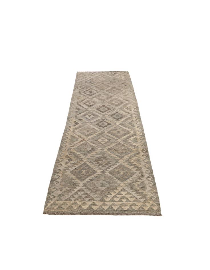 Detail image of 2' 10 x 9' 10 Hand Woven Kilim Maymana Wool Runner Rug