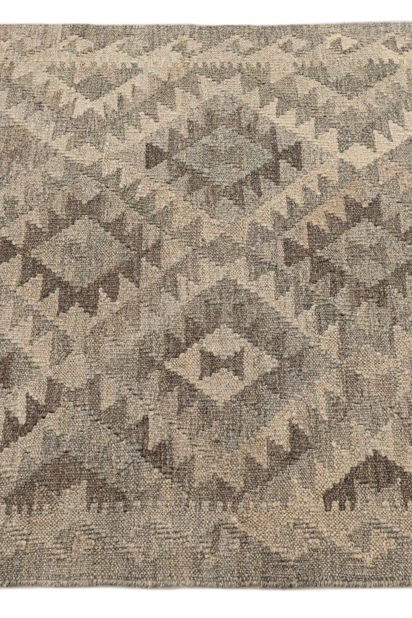 2' 10 x 9' 10 Hand Woven Kilim Maymana Wool Runner Rug