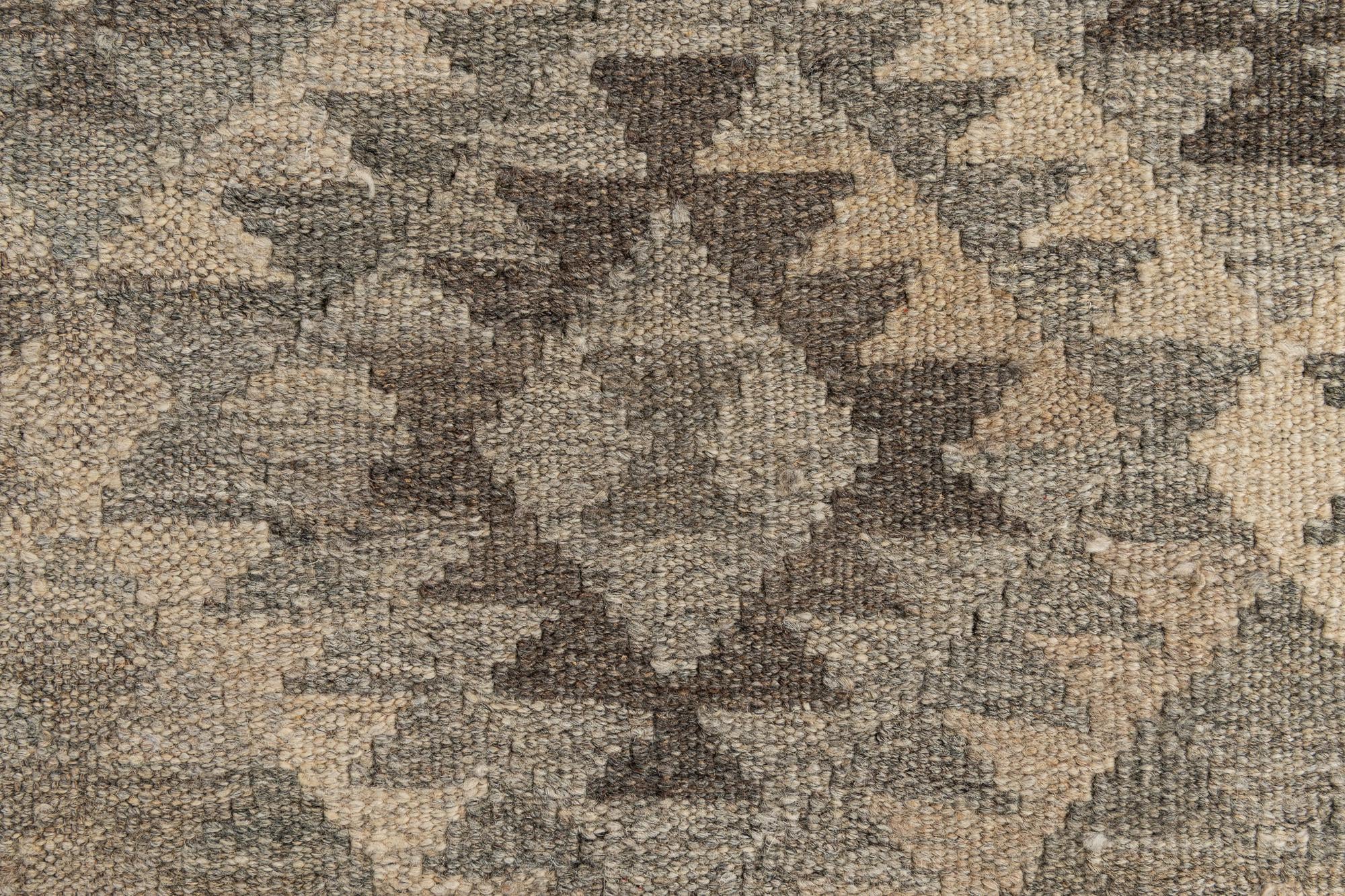 2' 10 x 9' 10 Hand Woven Kilim Maymana Wool Runner Rug