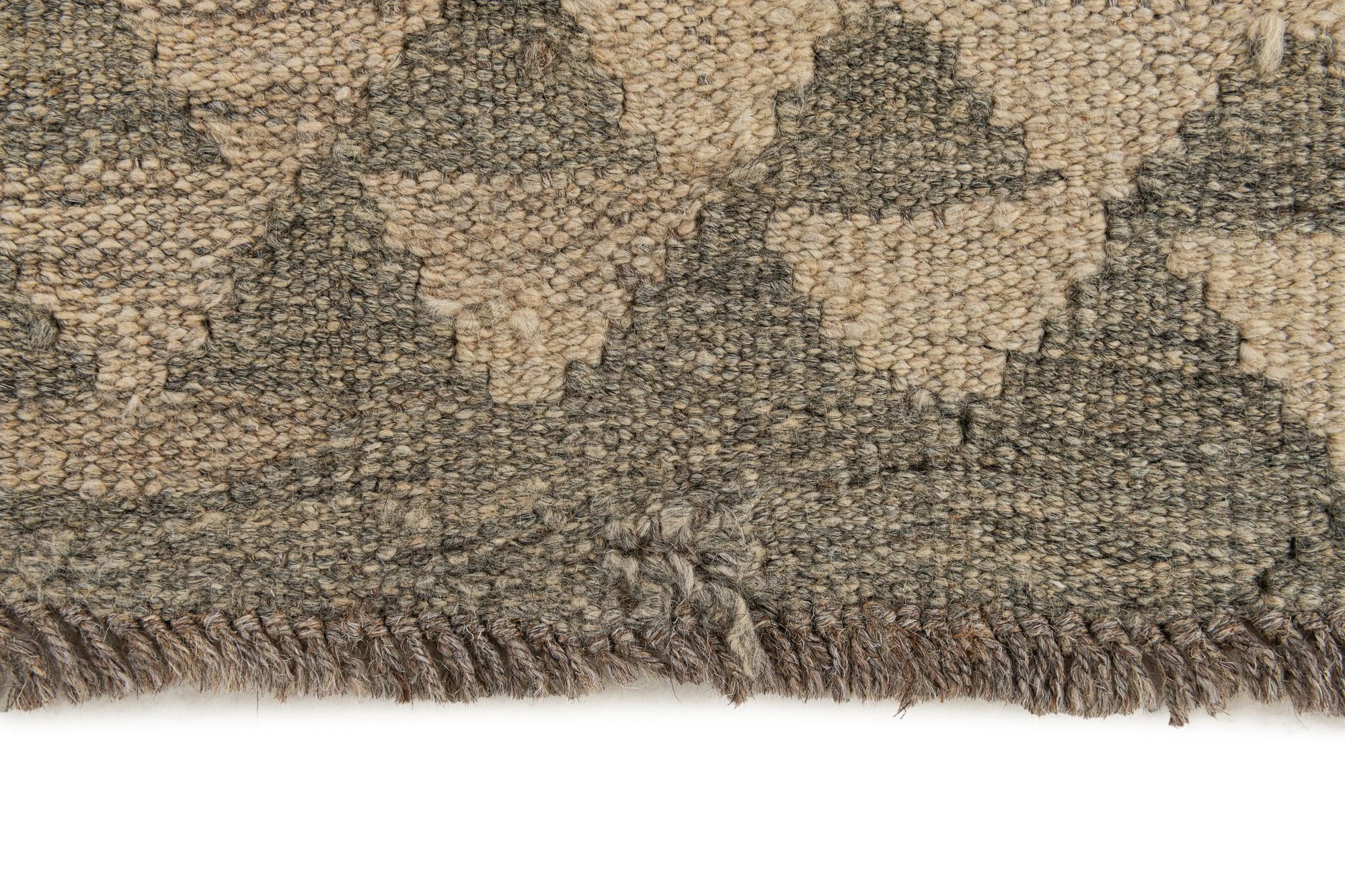 2' 10 x 9' 10 Hand Woven Kilim Maymana Wool Runner Rug