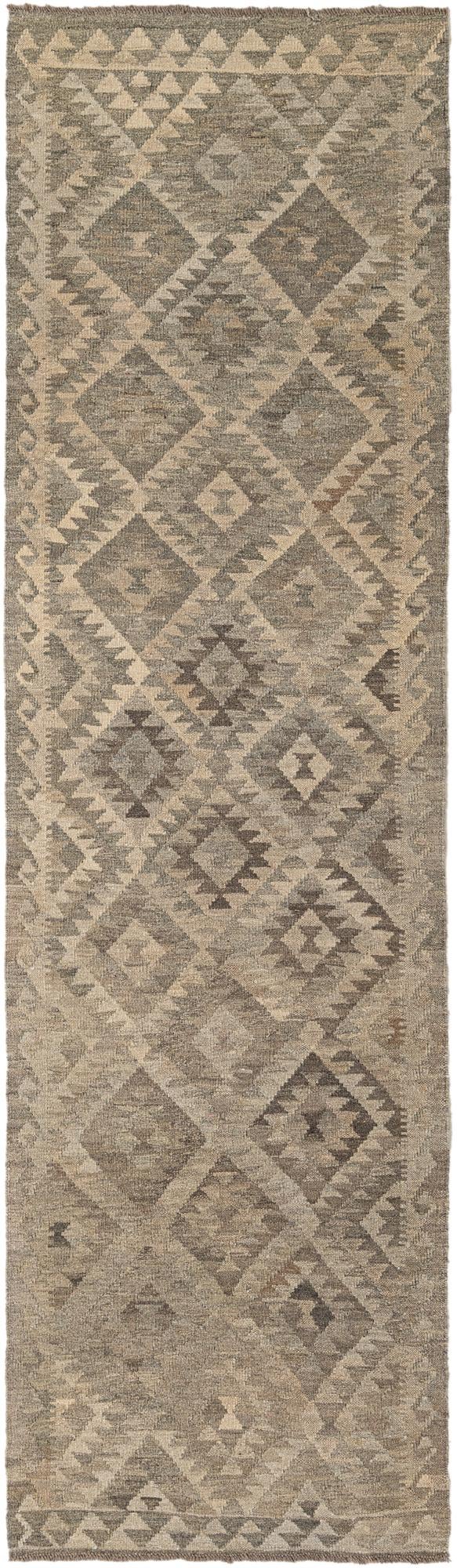 2' 10 x 9' 10 Hand Woven Kilim Maymana Wool Runner Rug