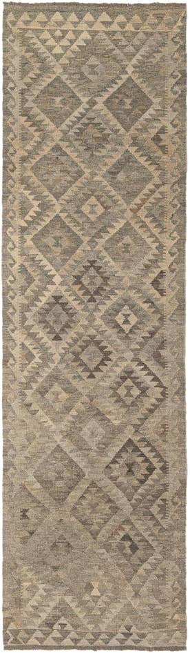 Detail image of 2' 10 x 9' 10 Hand Woven Kilim Maymana Wool Runner Rug