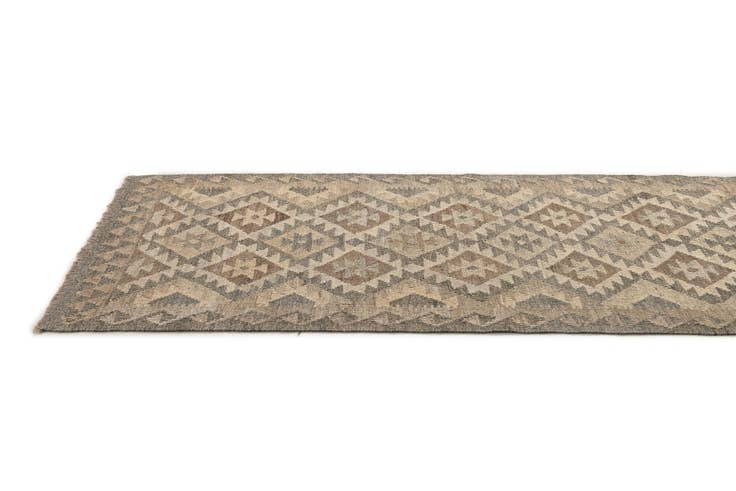 Detail image of 2' 9 x 9' 10 Hand Woven Kilim Maymana Wool Runner Rug