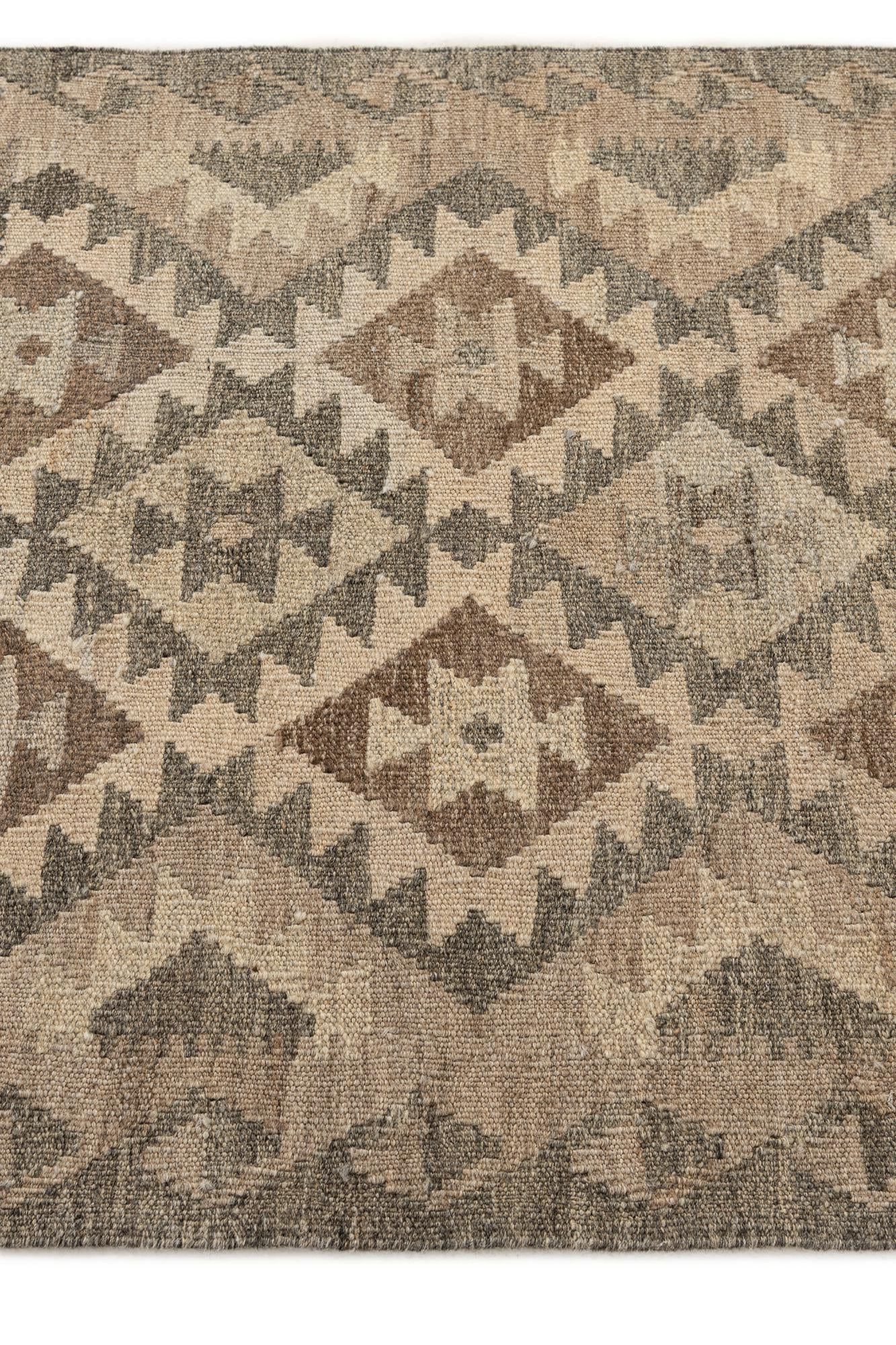 2' 9 x 9' 10 Hand Woven Kilim Maymana Wool Runner Rug