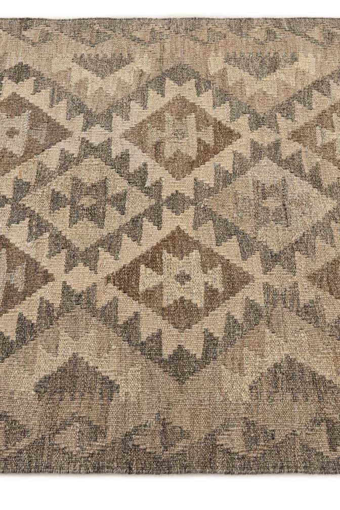 2' 9 x 9' 10 Hand Woven Kilim Maymana Wool Runner Rug
