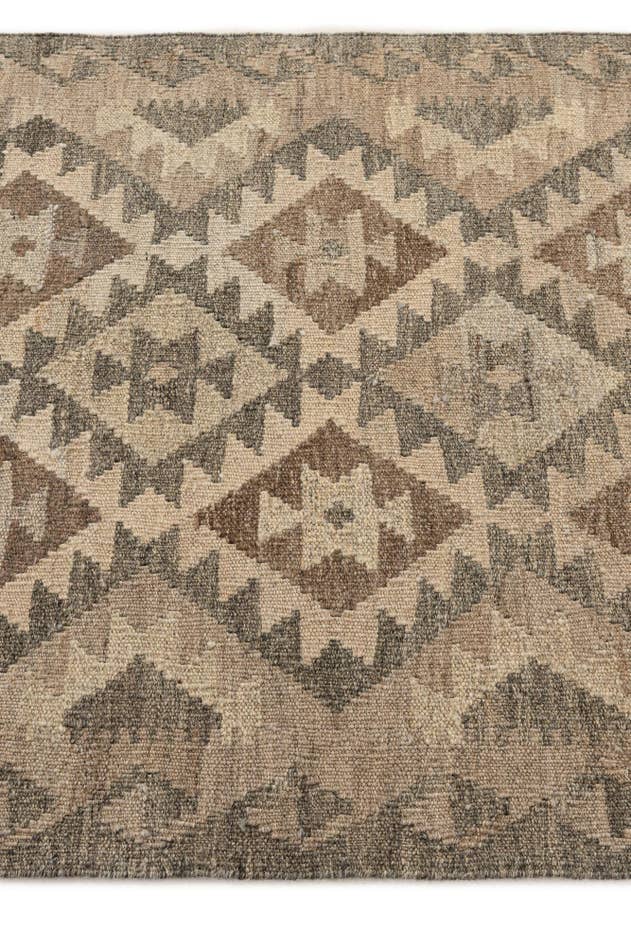 Detail image of 2' 9 x 9' 10 Hand Woven Kilim Maymana Wool Runner Rug