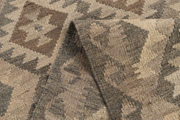 2' 9 x 9' 10 Hand Woven Kilim Maymana Wool Runner Rug