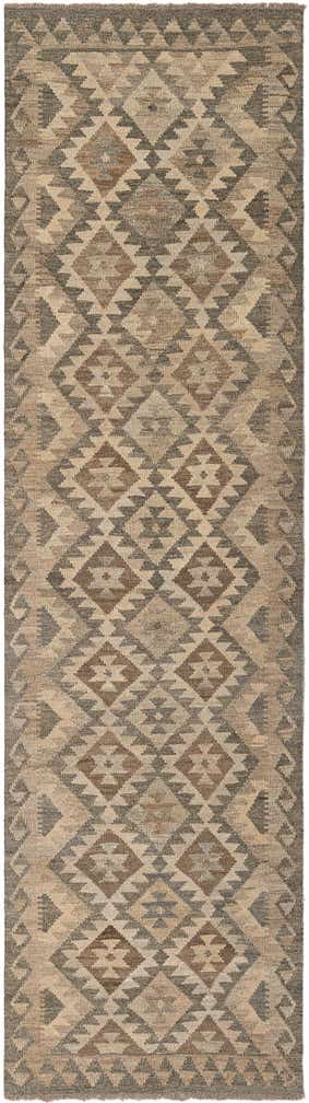 2' 9 x 9' 10 Hand Woven Kilim Maymana Wool Runner Rug