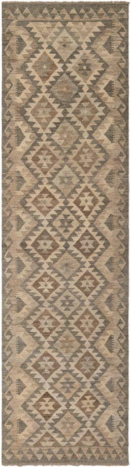 Detail image of 2' 9 x 9' 10 Hand Woven Kilim Maymana Wool Runner Rug