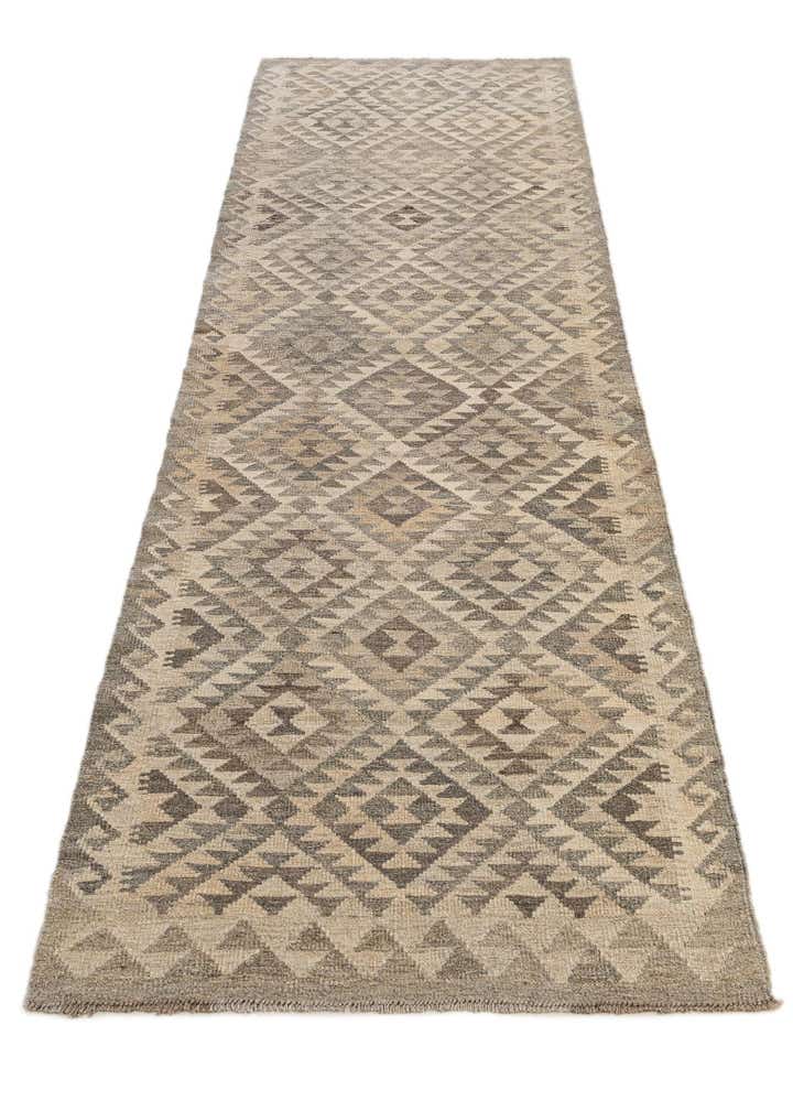 2' 9 x 10' 6 Hand Woven Kilim Maymana Wool Runner Rug