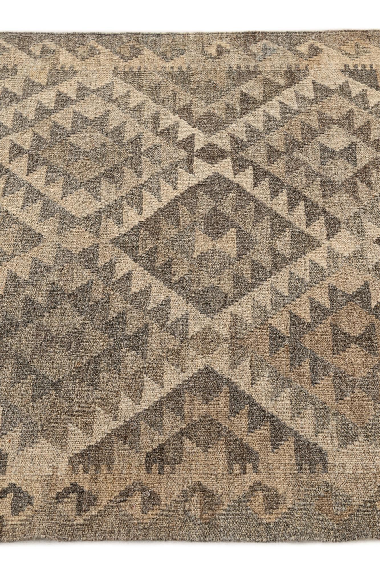 2' 9 x 10' 6 Hand Woven Kilim Maymana Wool Runner Rug