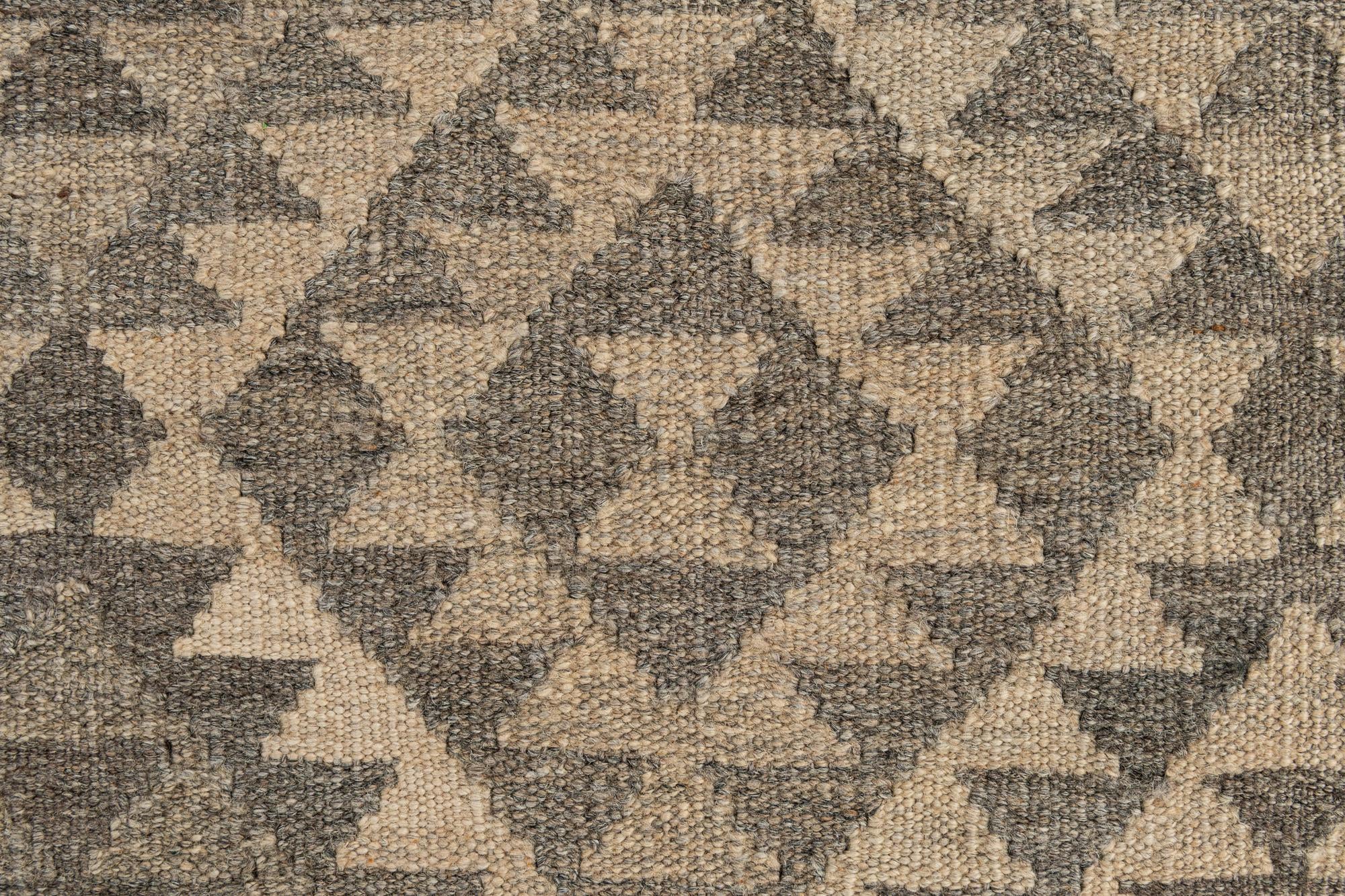 2' 9 x 10' 6 Hand Woven Kilim Maymana Wool Runner Rug