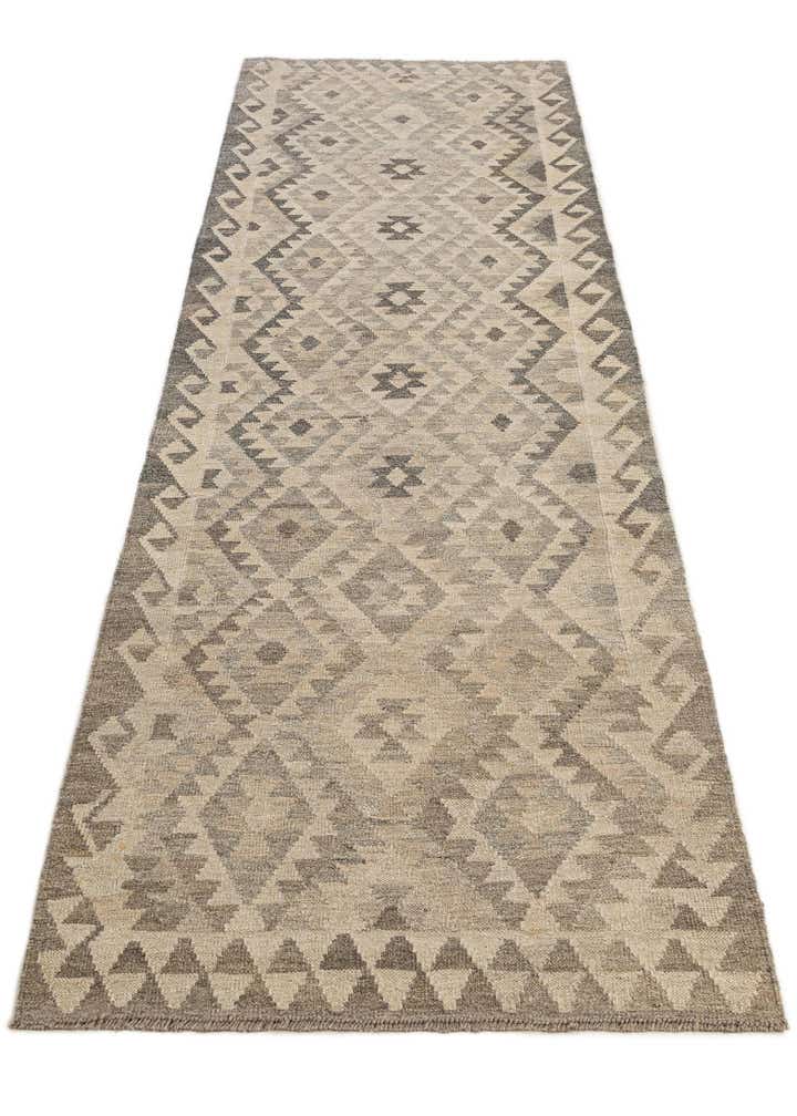 2' 9 x 9' 11 Hand Woven Kilim Maymana Wool Runner Rug