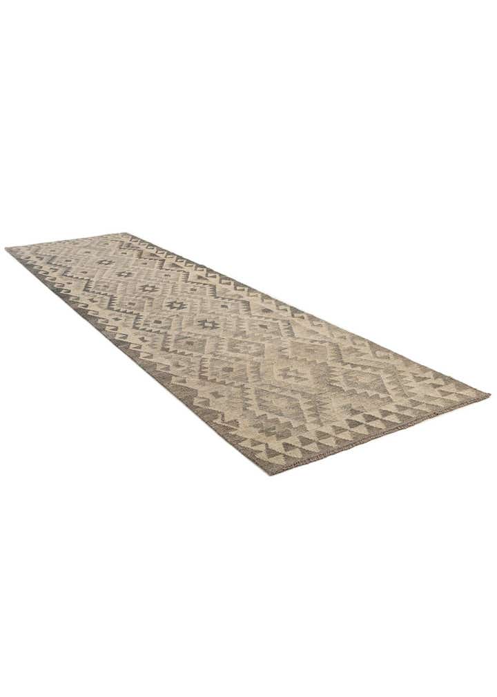 2' 9 x 9' 11 Hand Woven Kilim Maymana Wool Runner Rug