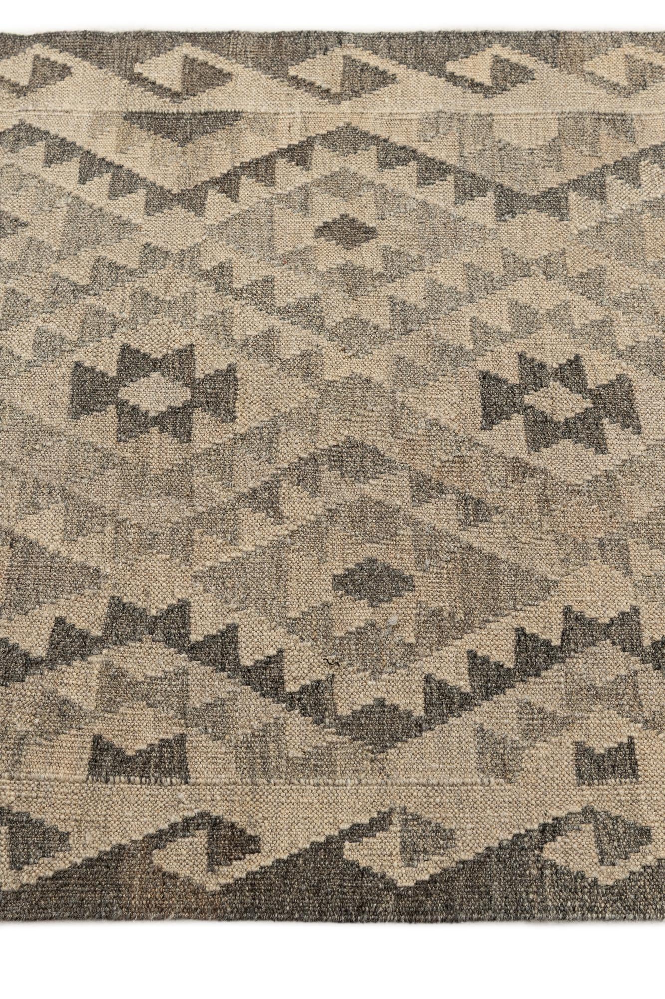 2' 9 x 9' 11 Hand Woven Kilim Maymana Wool Runner Rug